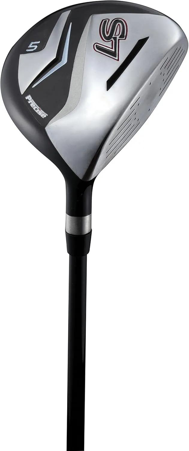 18 Piece Complete Mens Golf Club Set with Titanium Driver, #3 & #5 Fairway Woods, #4 Hybrid, 5-SW Irons, Putter, Stand Bag, 4 H/C's, Mens Golf Clubs Full Set Right Handed