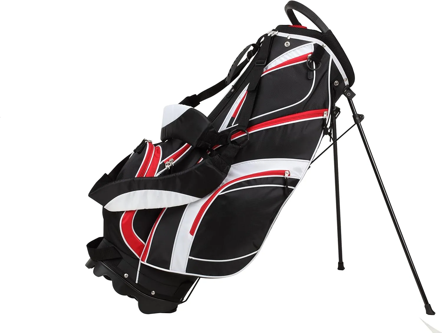 18 Piece Complete Mens Golf Club Set with Titanium Driver, #3 & #5 Fairway Woods, #4 Hybrid, 5-SW Irons, Putter, Stand Bag, 4 H/C's, Mens Golf Clubs Full Set Right Handed