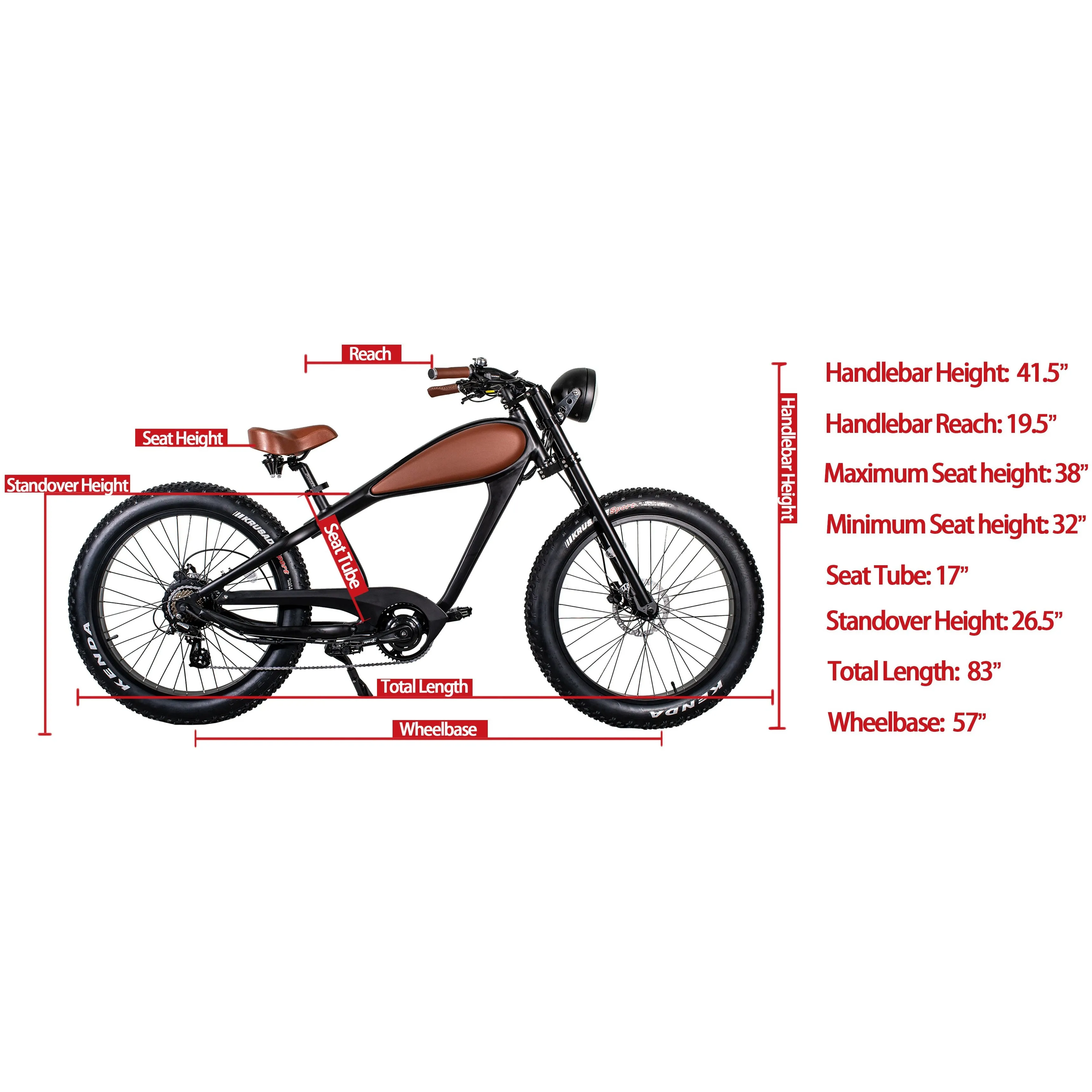 2024 Big Cat Cheetah XXL 17.5AH 750 watt- 26" Road Cruiser Electric Bike