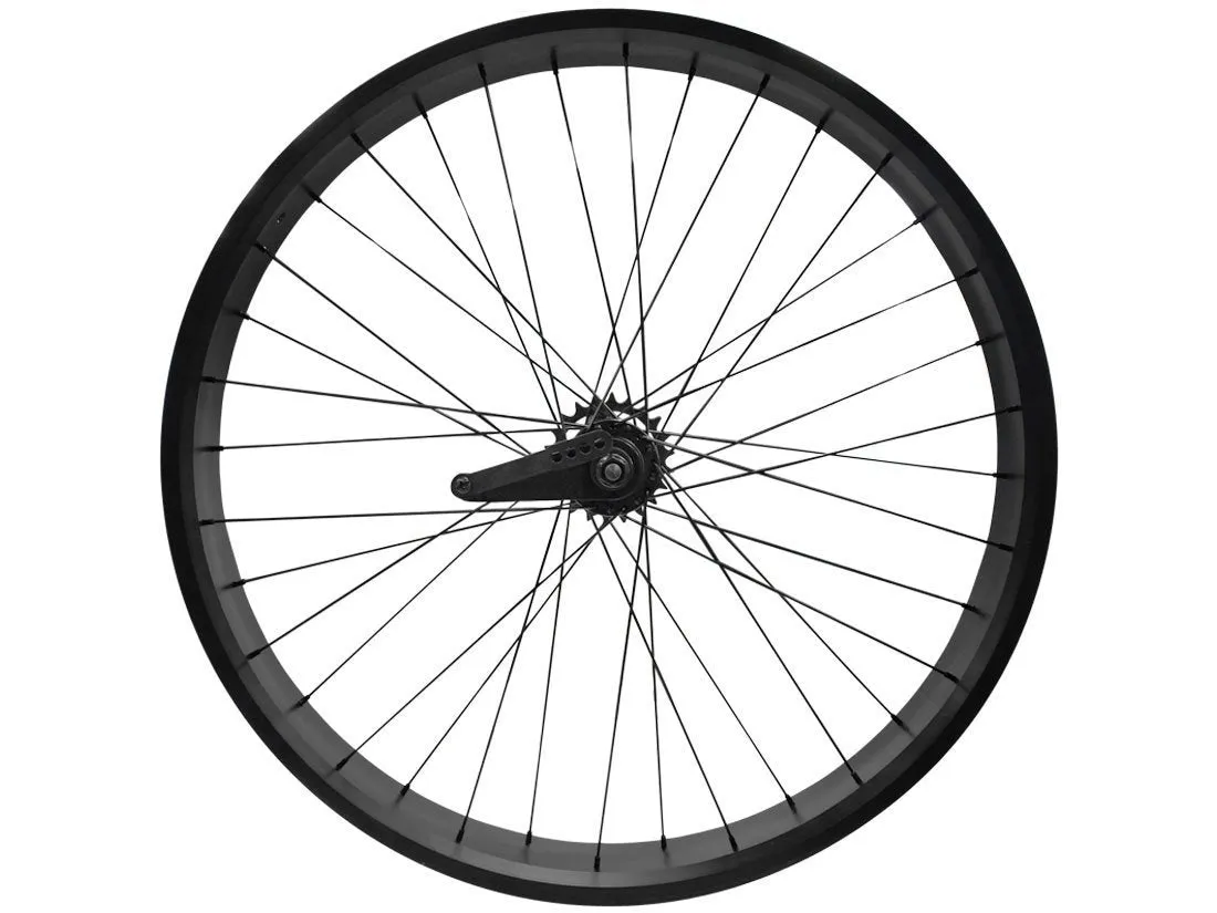 26" Fat Tire Coaster Brake Beach Cruiser Wheel Set (Black)