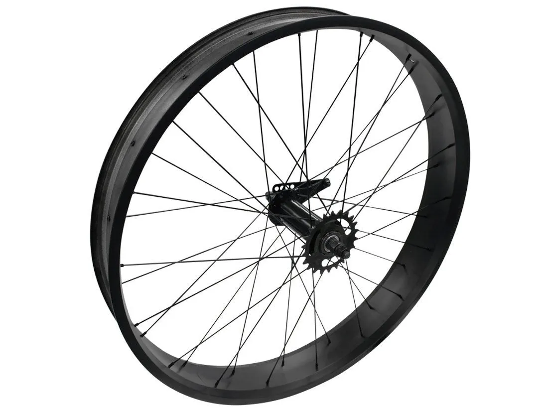 26" Fat Tire Coaster Brake Beach Cruiser Wheel Set (Black)