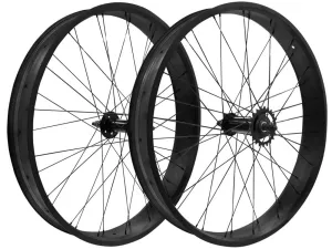 26" Fat Tire Coaster Brake Beach Cruiser Wheel Set (Black)