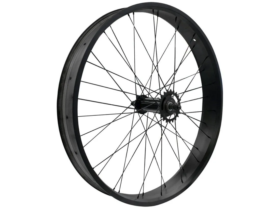 26" Fat Tire Coaster Brake Beach Cruiser Wheel Set (Black)
