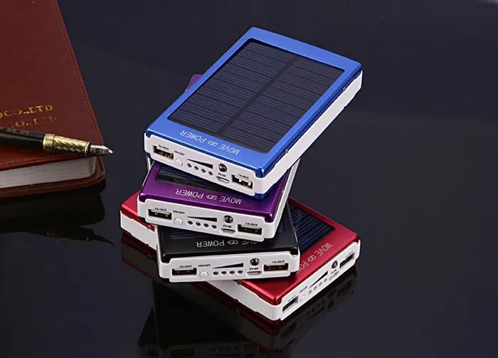 30000mAH Solar Charger 2 Port External Battery Pack Power Bank For Cellphone iPhone 4 4s 5 5S 5C iPad iPod Samsung Portable