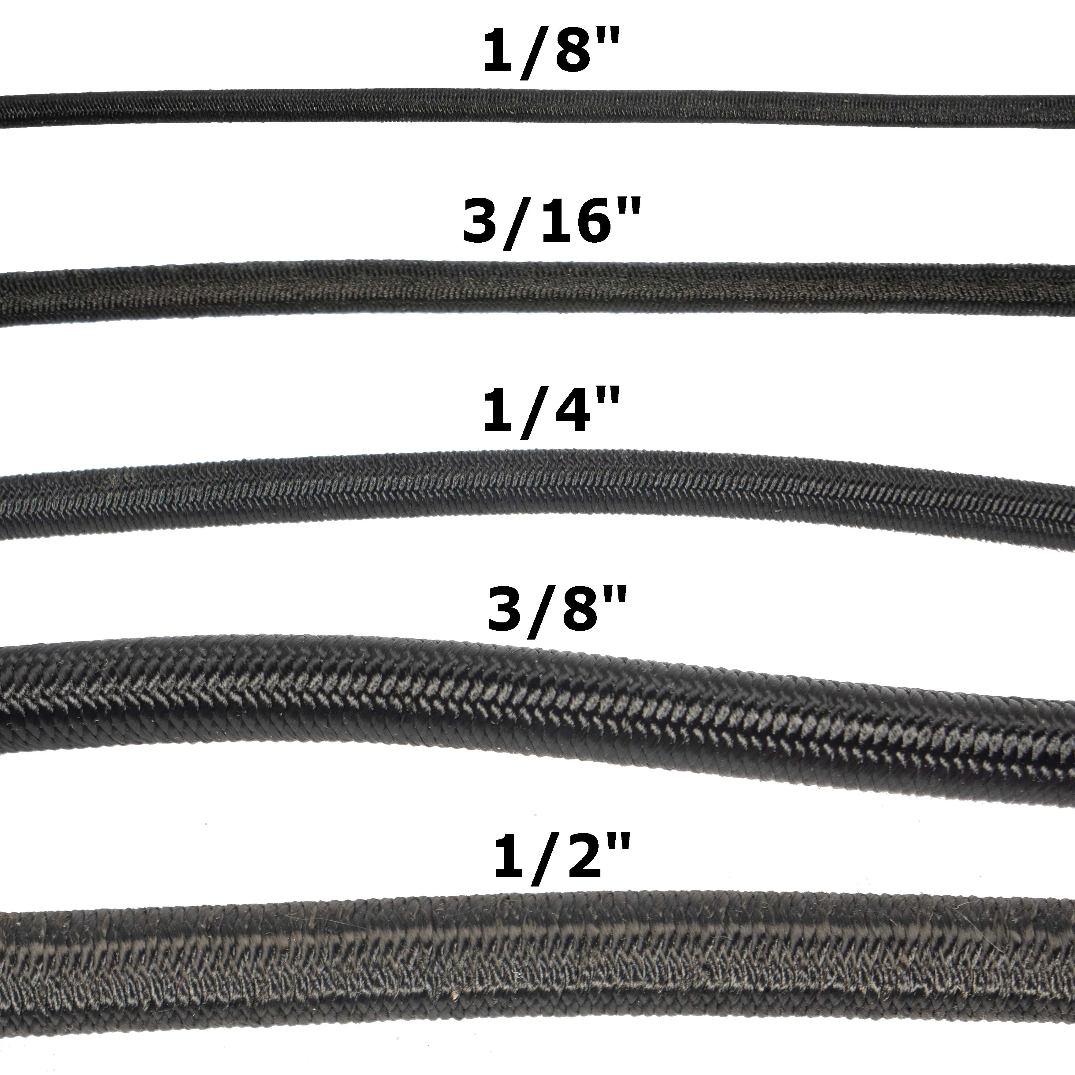 3/8''-9mm Black Polyester Shock Cord 50 ft