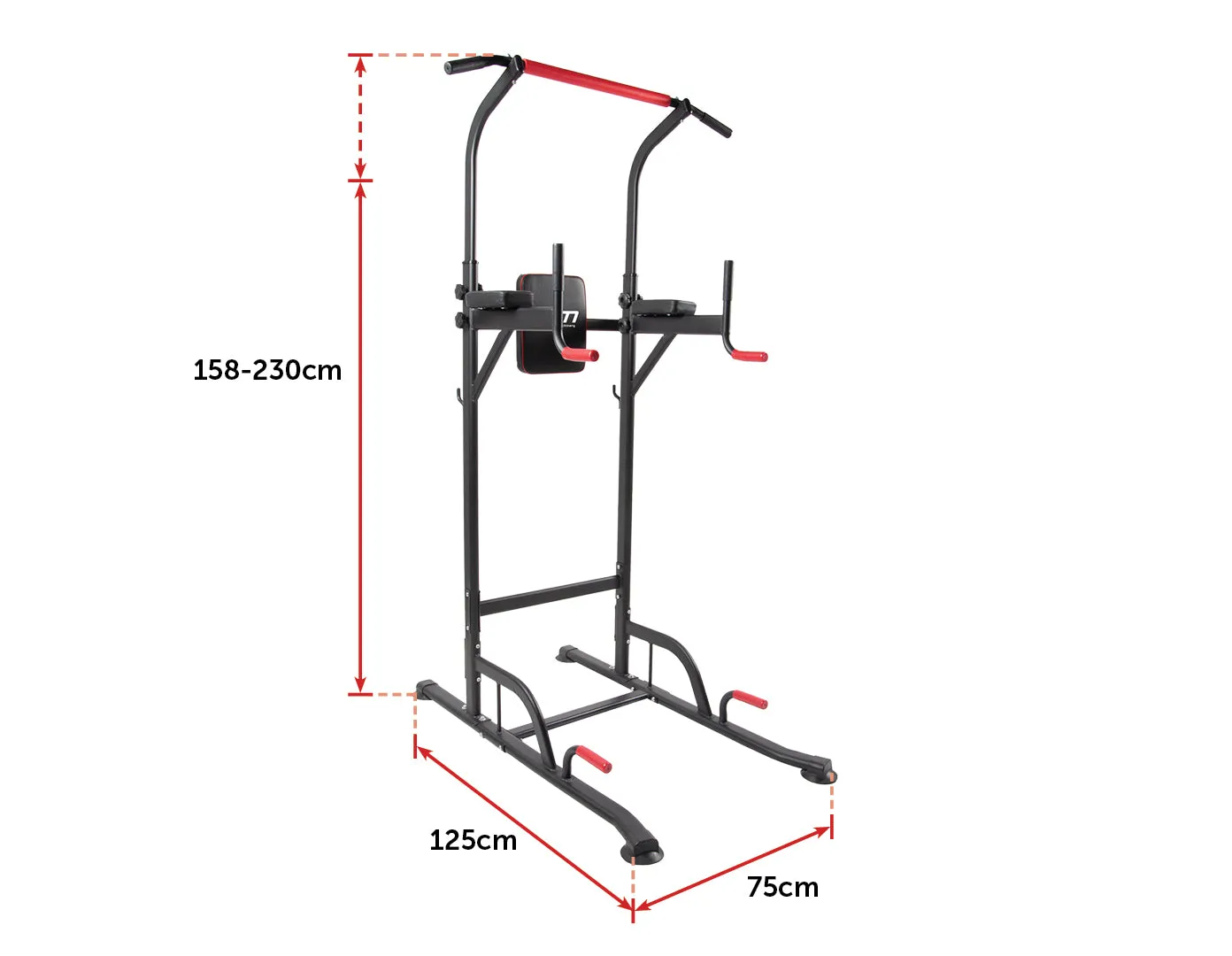 Adjustable Power Tower, Dip Bar, Bench Press Gym Station