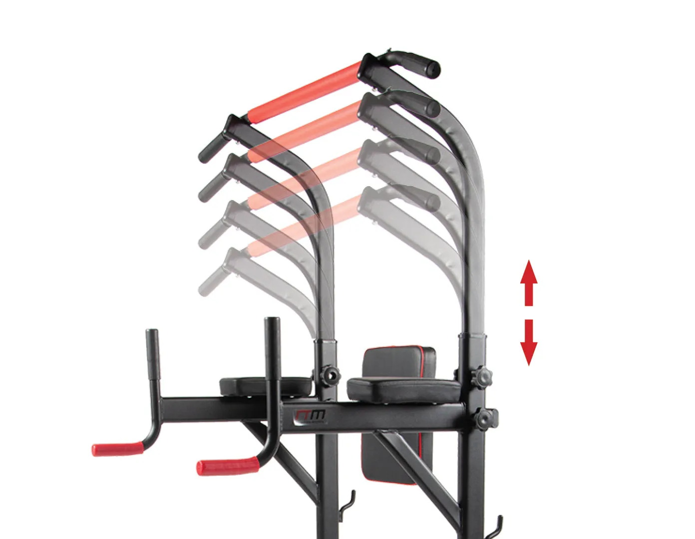 Adjustable Power Tower, Dip Bar, Bench Press Gym Station
