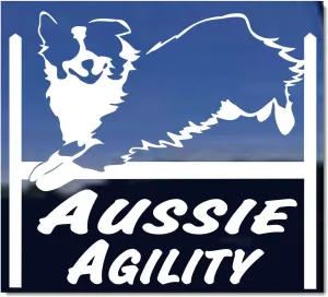 Aussie Agility ~ Agility Dog Agility Aussie Vinyl Window Decal Sticker