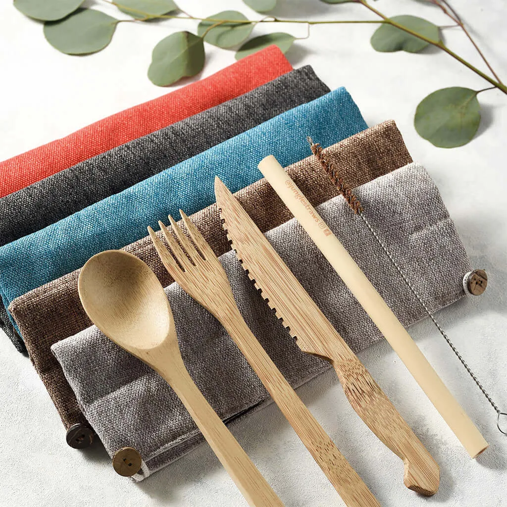 Bamboo Cutlery Set (Brown bag)