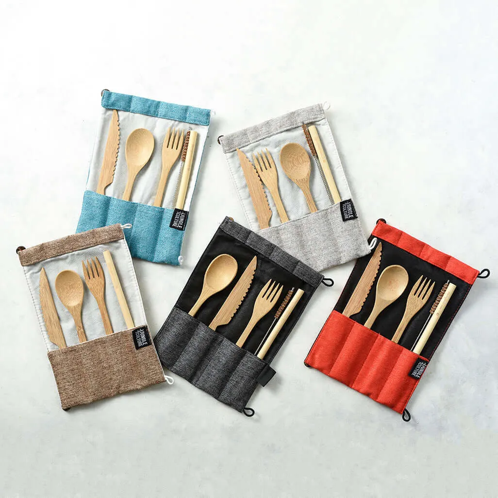 Bamboo Cutlery Set (Brown bag)