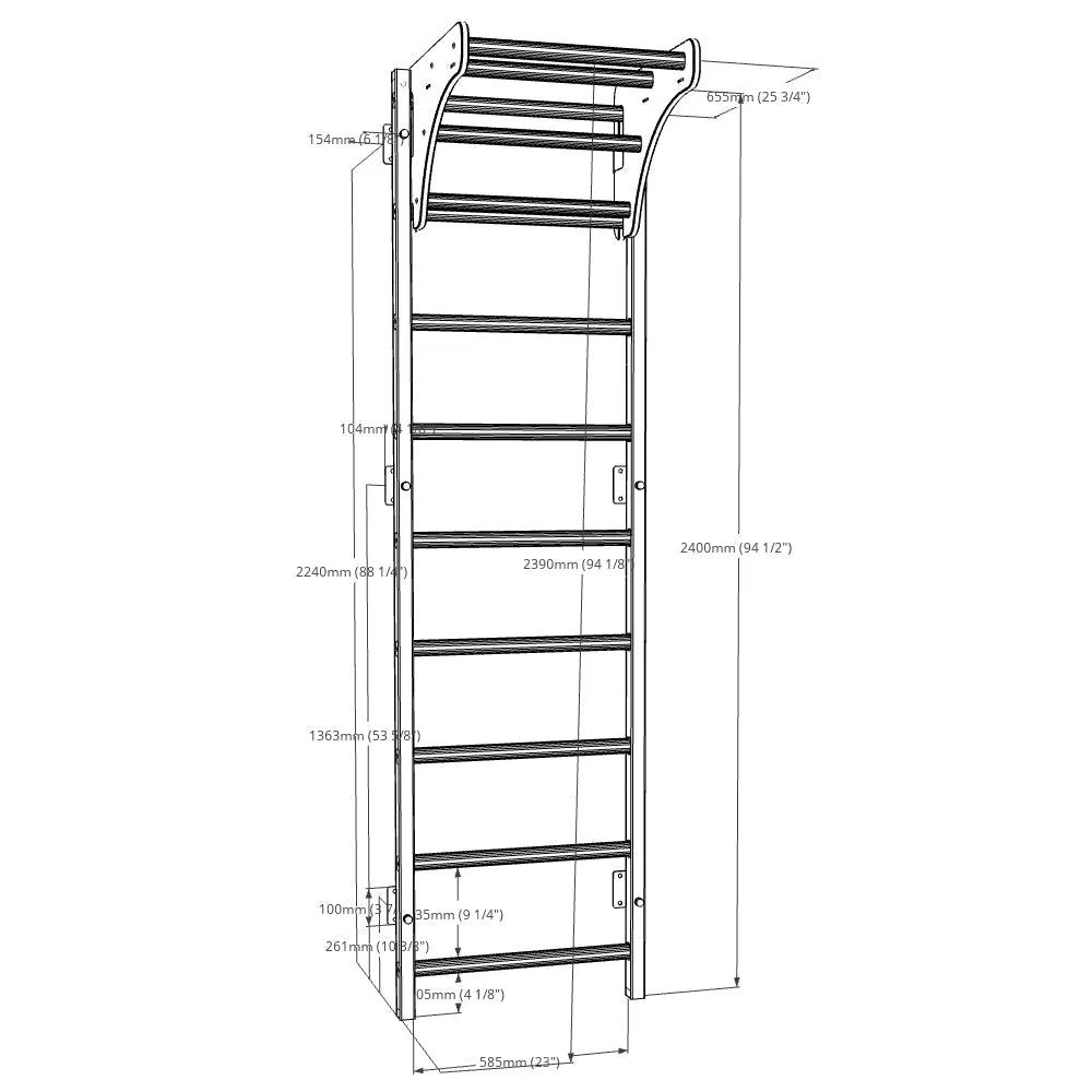 BenchK Wall Bar with Adjustable Pull-Up Bar 711W