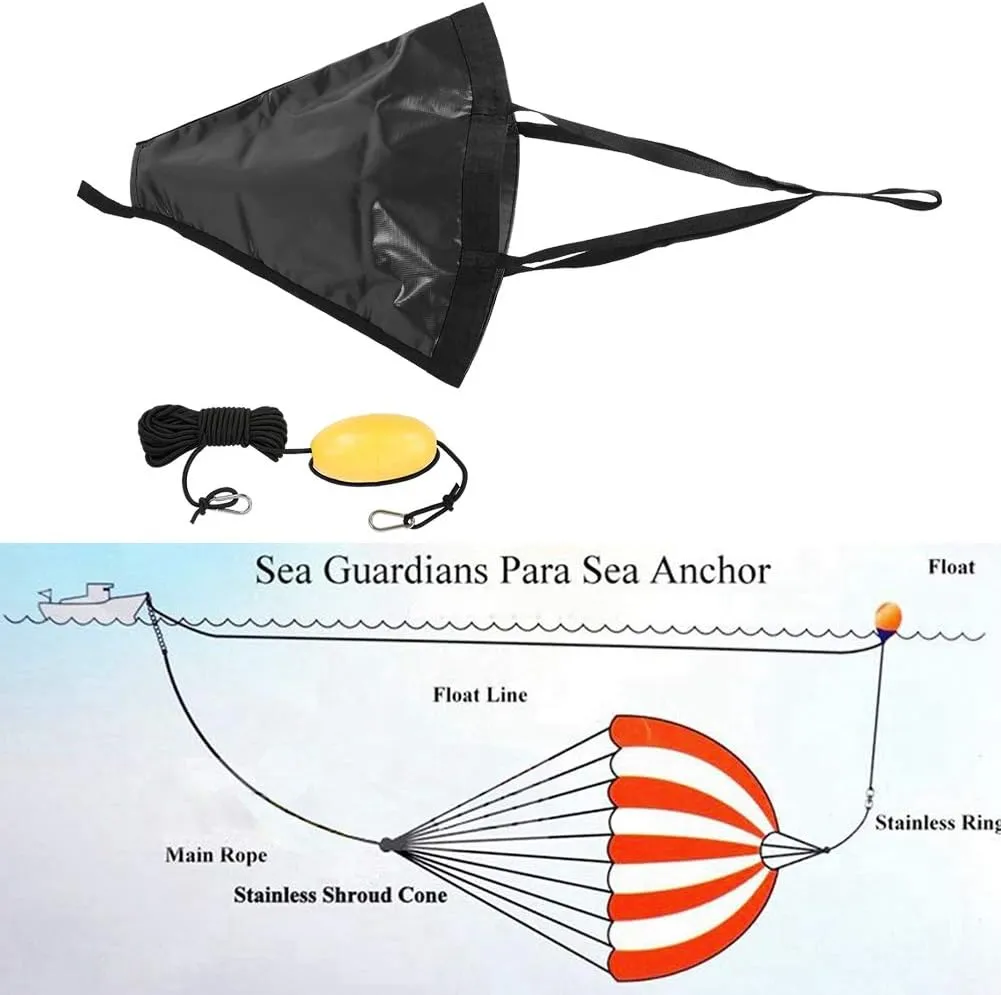 Boat Anchor Float Set, 24in/60cm Heavy Duty Drift Anchor Universal Boat Safety Gear for Yacht Kayak Sailing Inflatable Motor Boats
