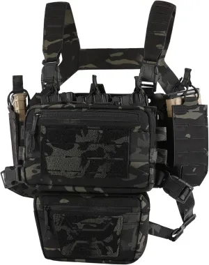 Chest Rig-Tactical Chest RigMolle Modular Micro Fight Chest Rigs Adjustable&Detachable with 5.56/7.62 Magazine Pouch