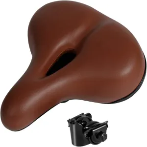 Comfortable Bike Saddles Extra Wide and Thick Bicycle Seat Integrated Molding Anti-Rain (Brown Hollow)