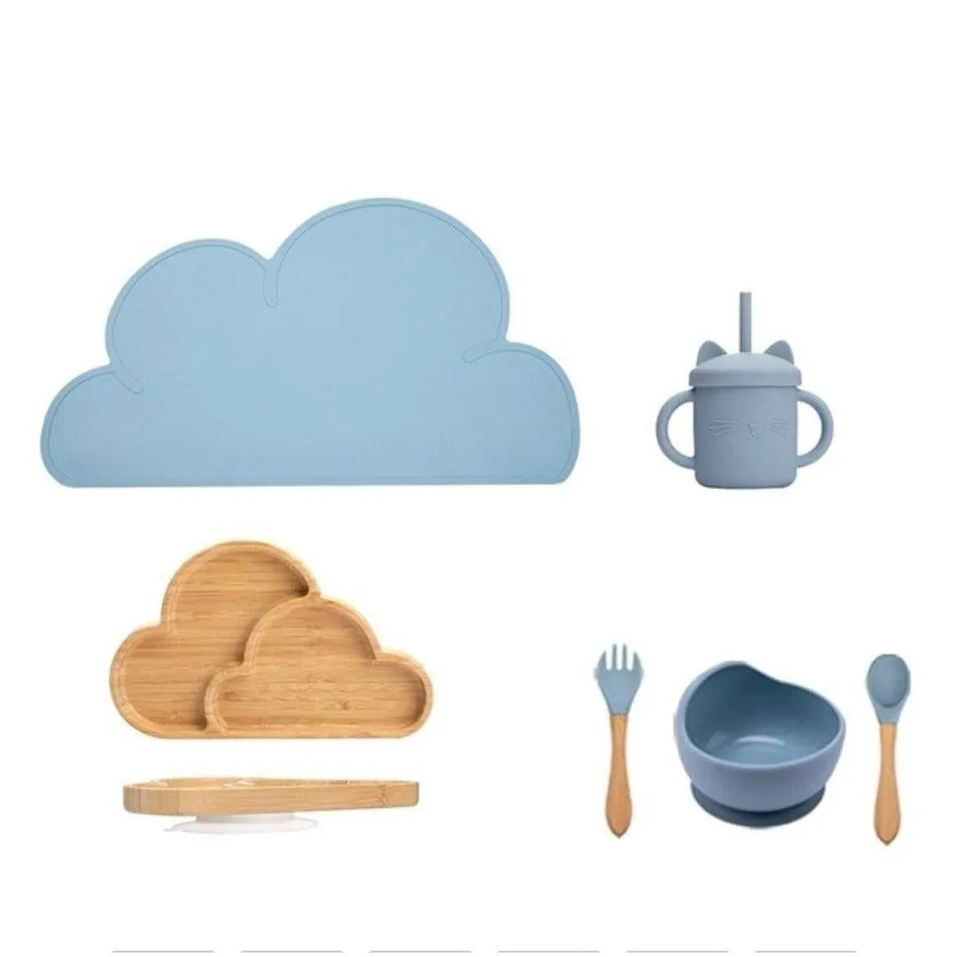 Cute Cloud and kitty Dinner Set