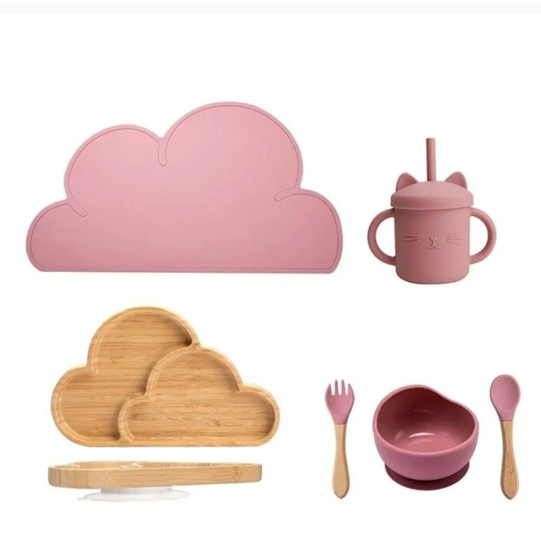 Cute Cloud and kitty Dinner Set