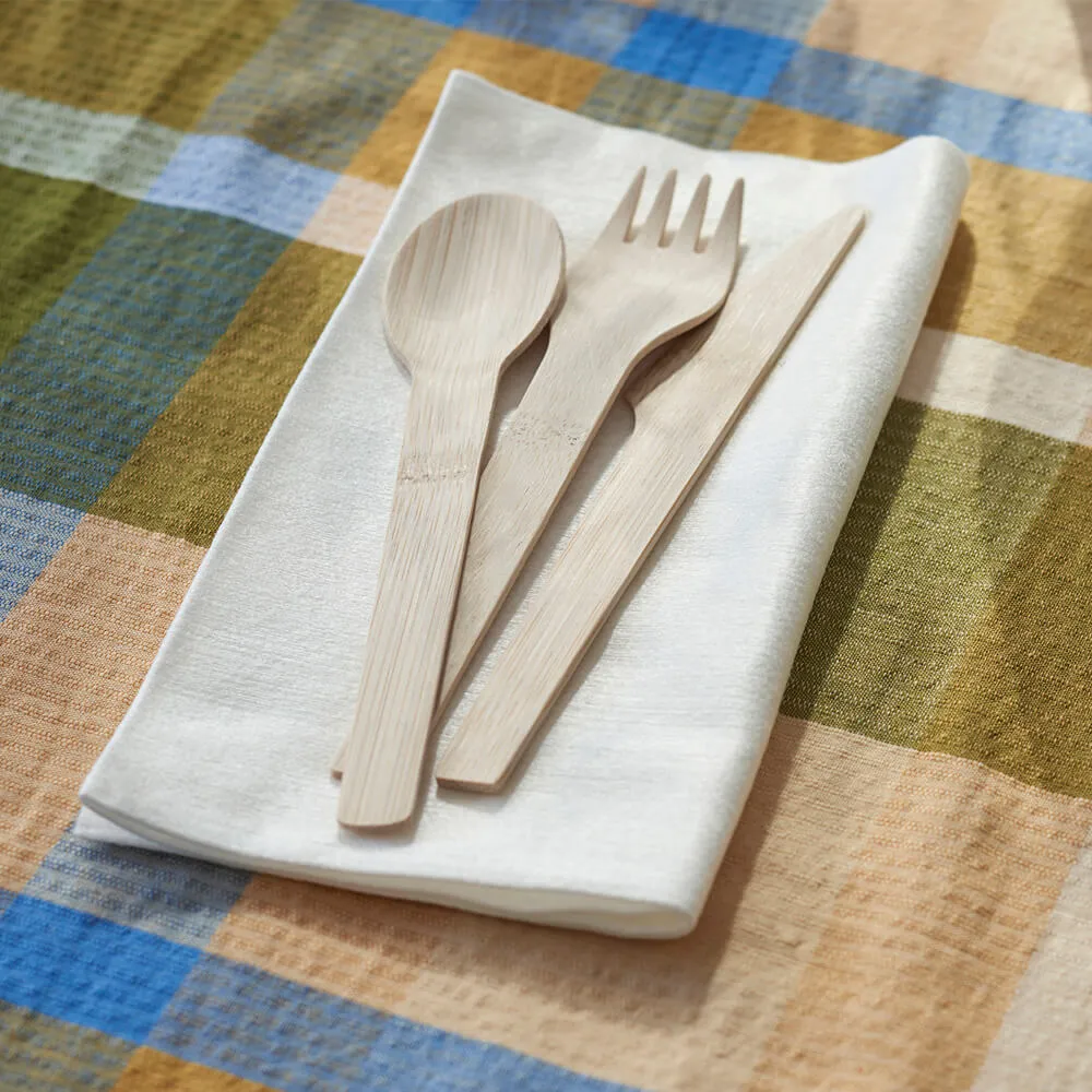Disposable Bamboo Cutlery Set, 24-piece
