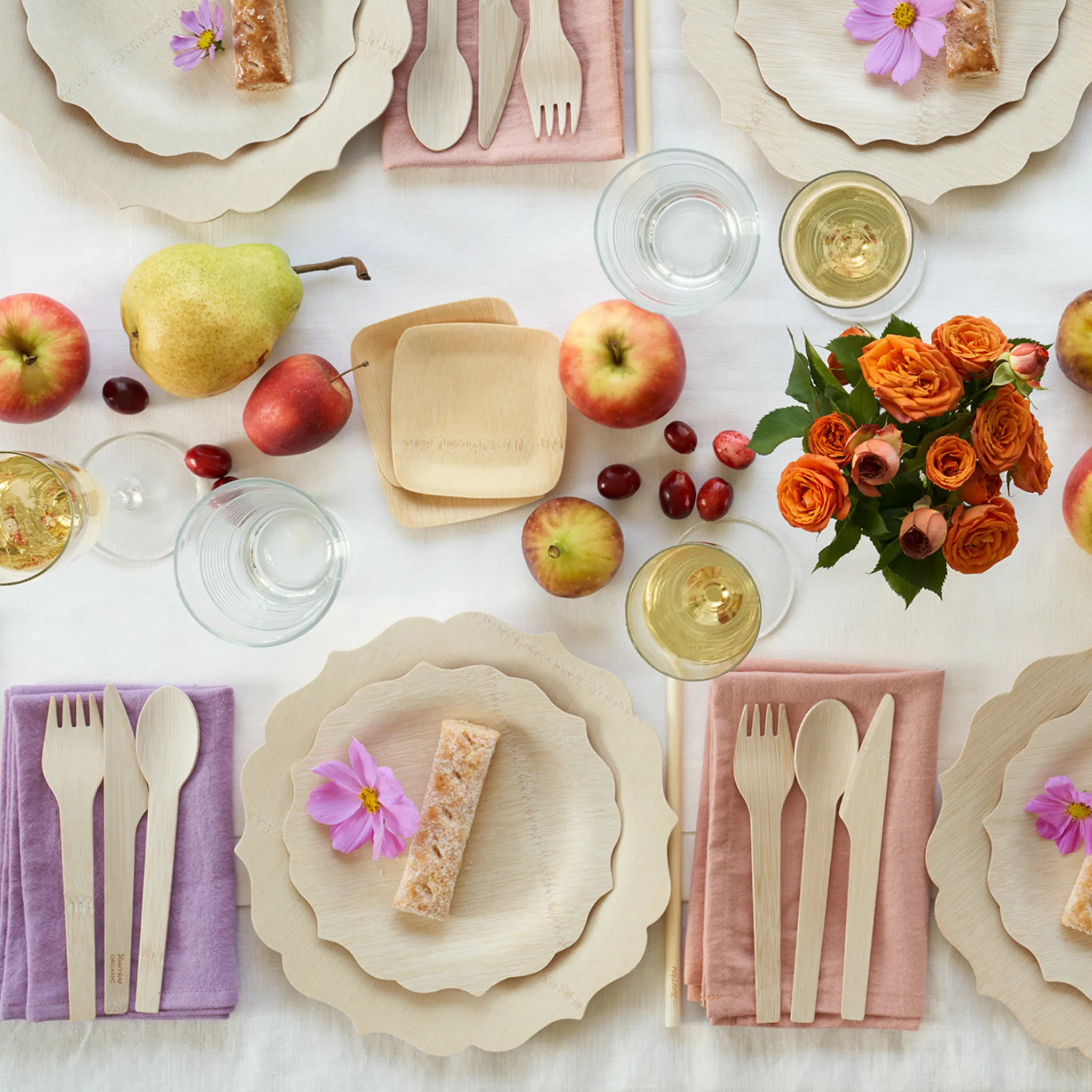 Disposable Bamboo Cutlery Set, 24-piece