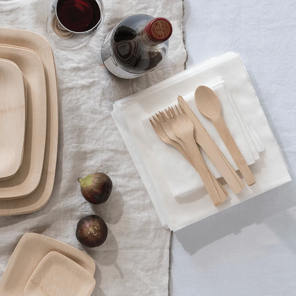 Disposable Bamboo Cutlery Set, 24-piece
