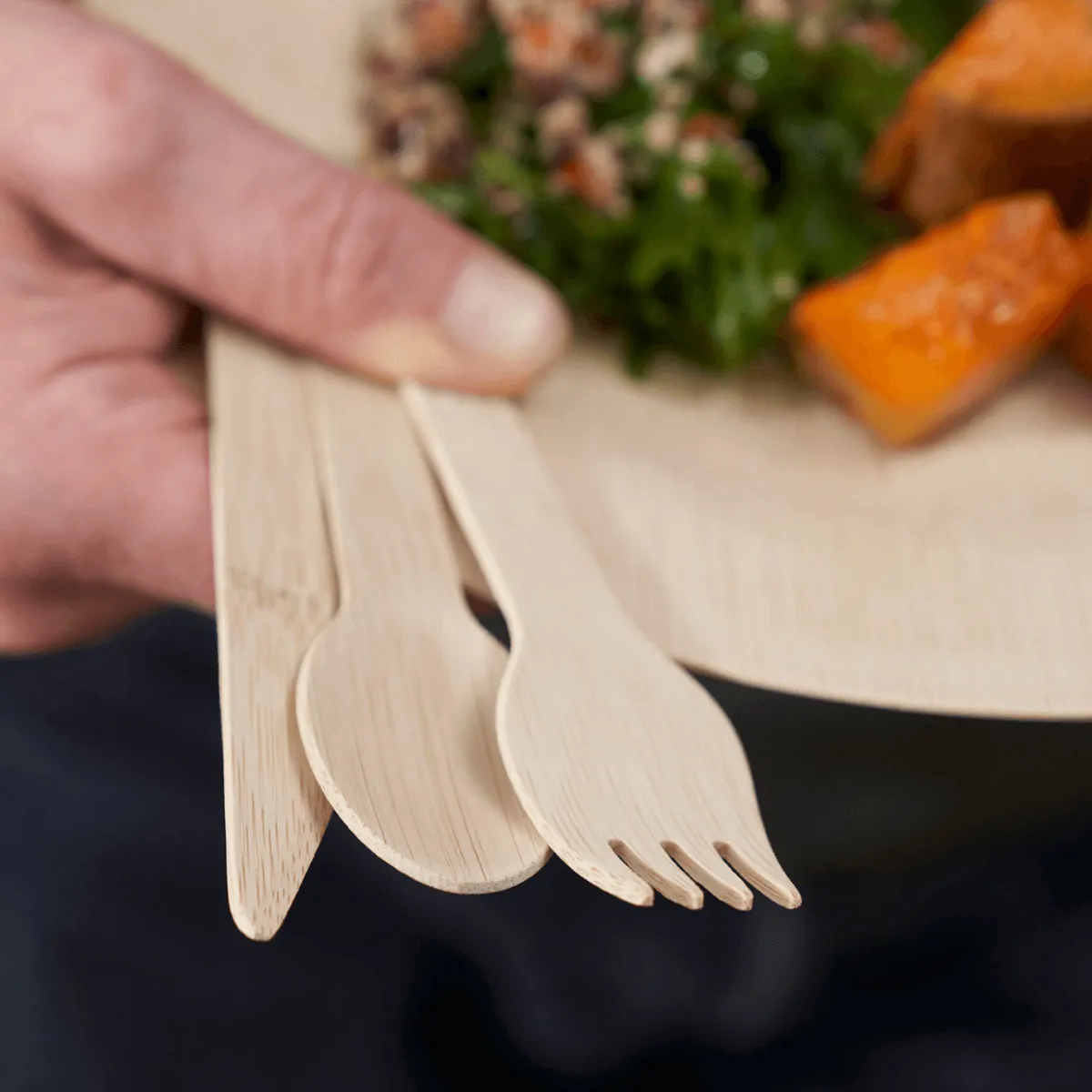 Disposable Bamboo Cutlery Set, 24-piece