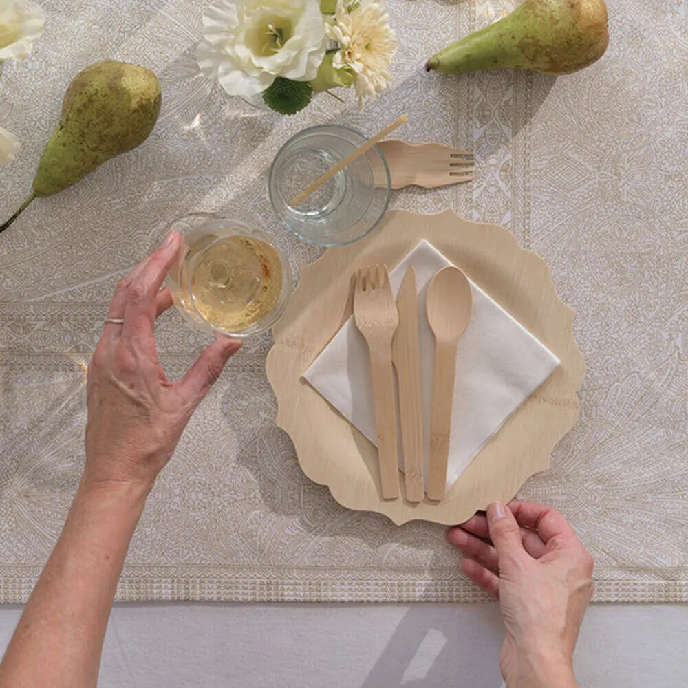 Disposable Bamboo Cutlery Set, 24-piece