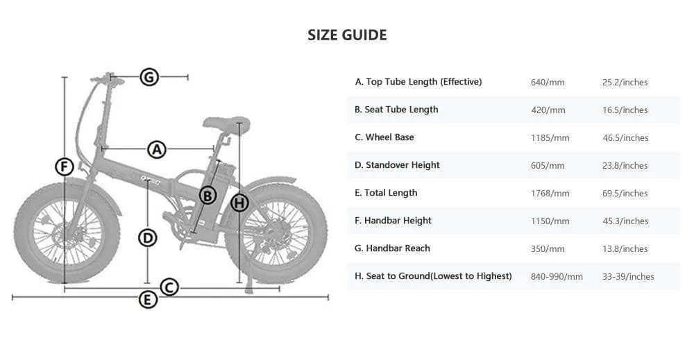 Ecotric Cheetah 20" 48V 500W Fat Tire Folding Electric Bike