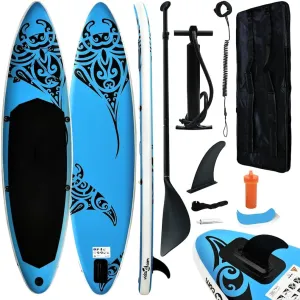 Enjoy The Water with Inflatable Stand Up Paddleboard Set, Puncture-Proof Design, High Pressure Pump, Carrying Bag, Blue
