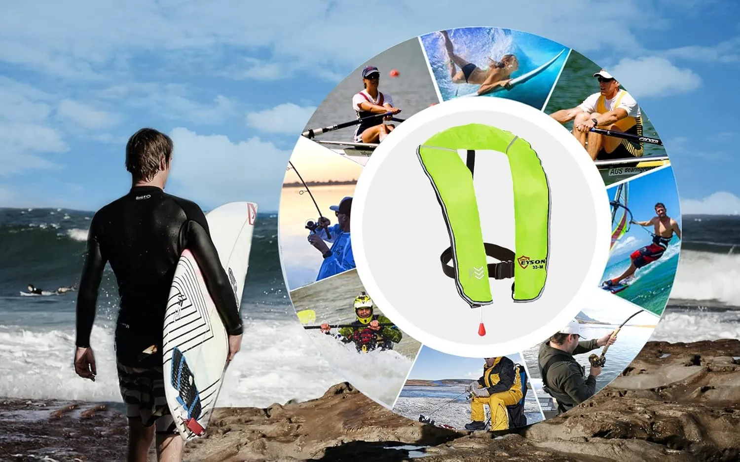 Eyson Inflatable Life Jacket Inflatable Life Vest for Adult Classic Manual