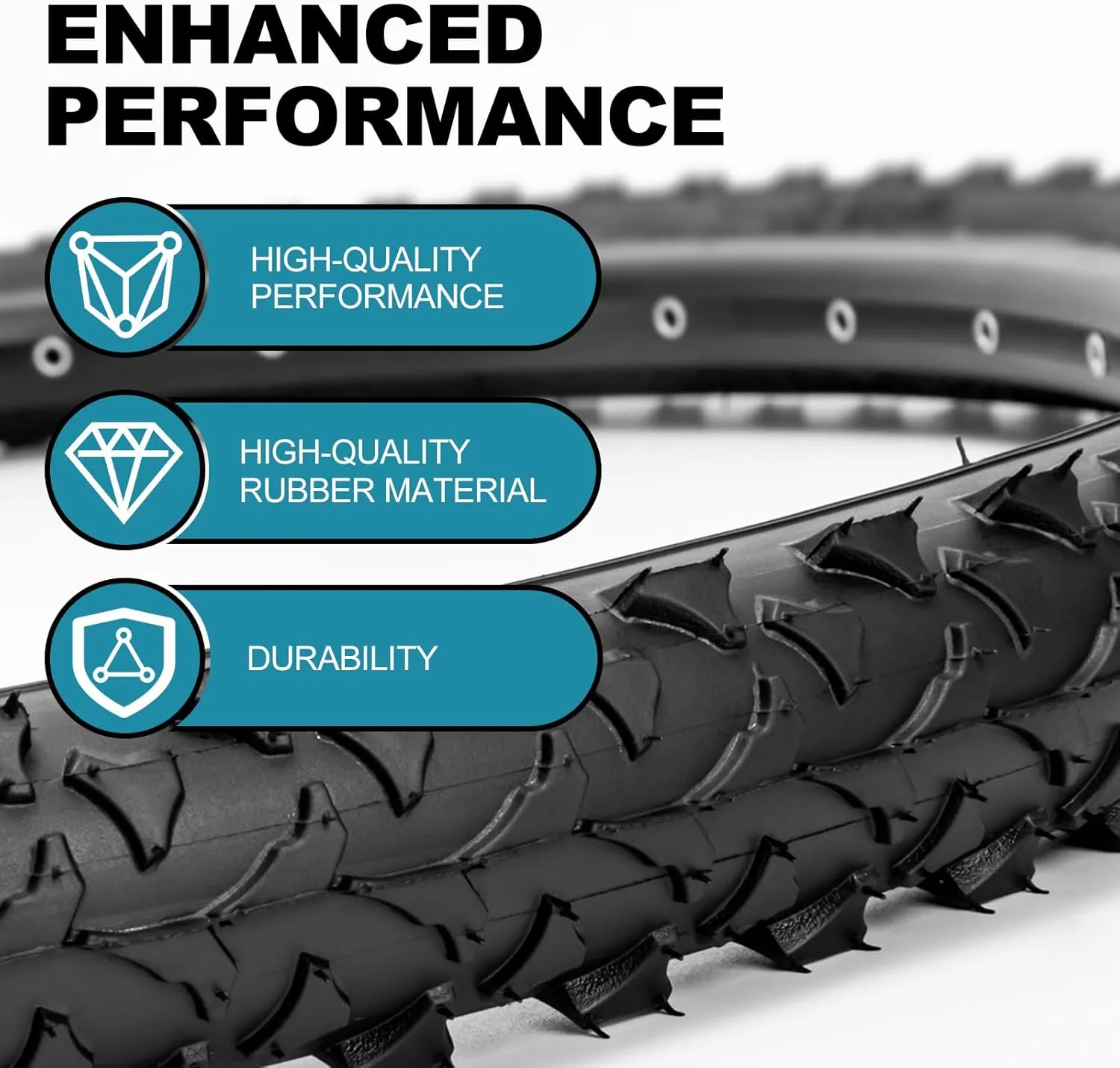 Hycline Mountain Bike Replacement Tire: 26x1.95 inch (52-559mm) Premium Butyl Rubber Puncture-Resistant Folding Bicycle Tire Compatible with MTB Off-Road Bike