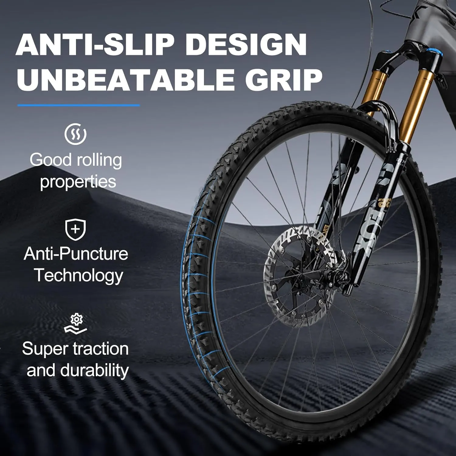 Hycline Mountain Bike Replacement Tire: 26x1.95 inch (52-559mm) Premium Butyl Rubber Puncture-Resistant Folding Bicycle Tire Compatible with MTB Off-Road Bike