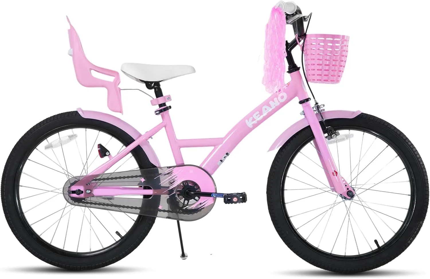 KEANO Zinnia Kids Bike for Girls Ages 3-10 Years, 14 16 20 Inch Girls' Bikes with Doll Seat, Streamers and Basket, Children Bicycles