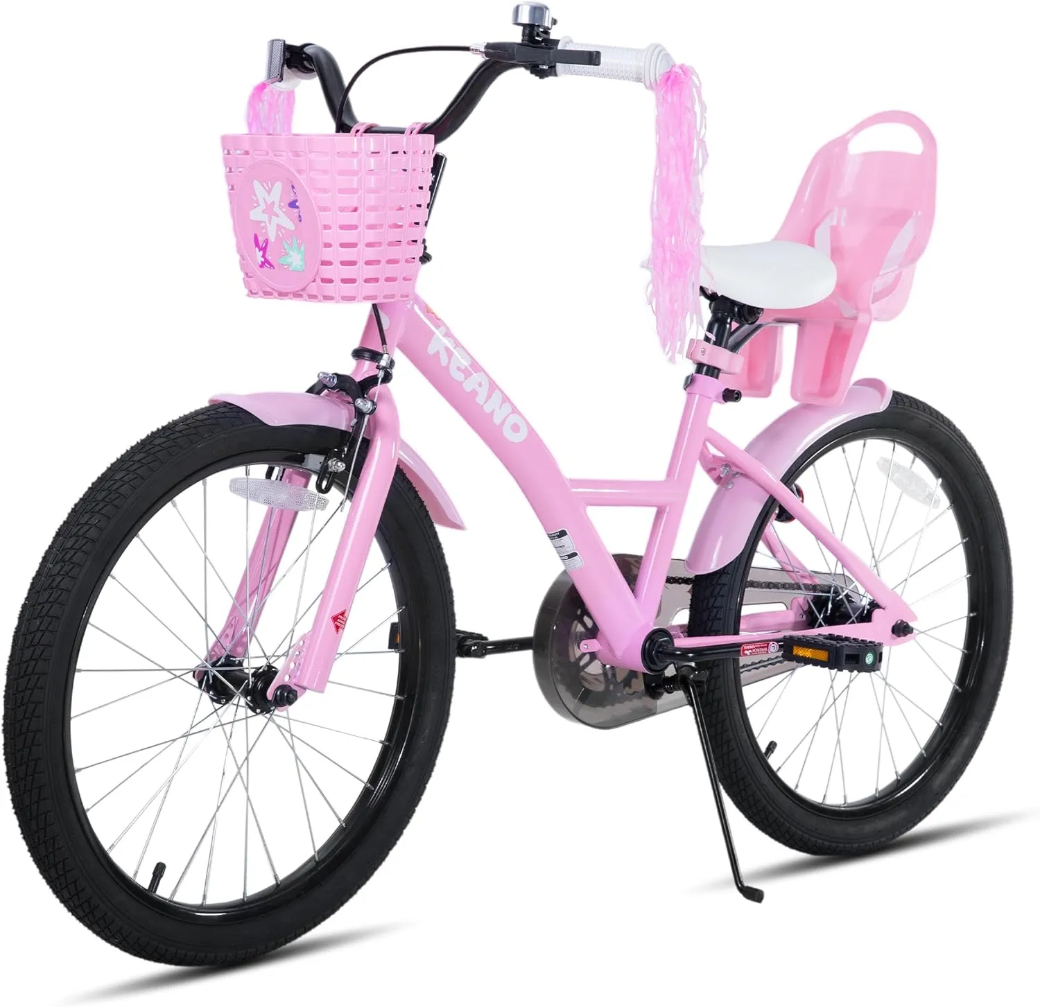 KEANO Zinnia Kids Bike for Girls Ages 3-10 Years, 14 16 20 Inch Girls' Bikes with Doll Seat, Streamers and Basket, Children Bicycles