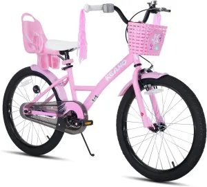 KEANO Zinnia Kids Bike for Girls Ages 3-10 Years, 14 16 20 Inch Girls' Bikes with Doll Seat, Streamers and Basket, Children Bicycles