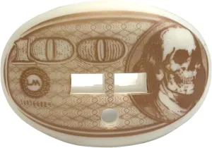 Loudmouth Money Football Mouth Guard with Detachable Helment Strap (White/Gold)