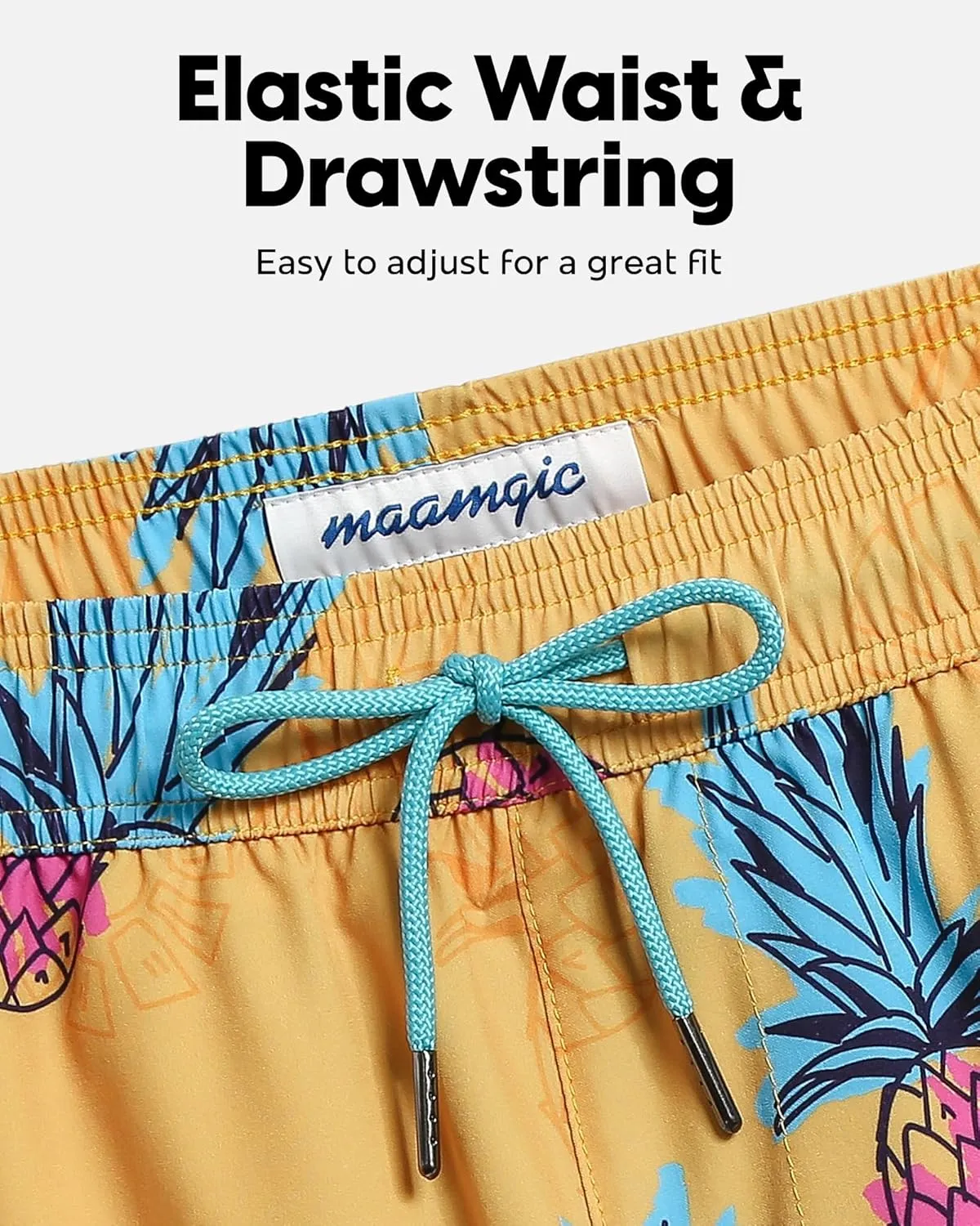 maamgic Men's Swim Trunks 5.5 inch Recycled Beach Shorts with Compression Liner Quick Dry Swim Shorts Zipper Pockets