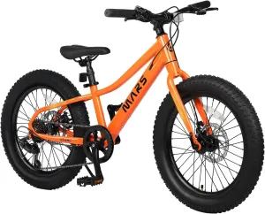 Mars Kids Mountain Bike, 20 24 Inch Fat Tire Bike for Teen Ages 6-14 Year Old, Bicycle with 2.8-Inch Wide Tires and 6 Speed Drivetrain, Multiple Colors