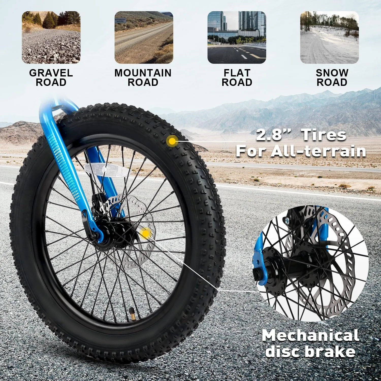 Mars Kids Mountain Bike, 20 24 Inch Fat Tire Bike for Teen Ages 6-14 Year Old, Bicycle with 2.8-Inch Wide Tires and 6 Speed Drivetrain, Multiple Colors