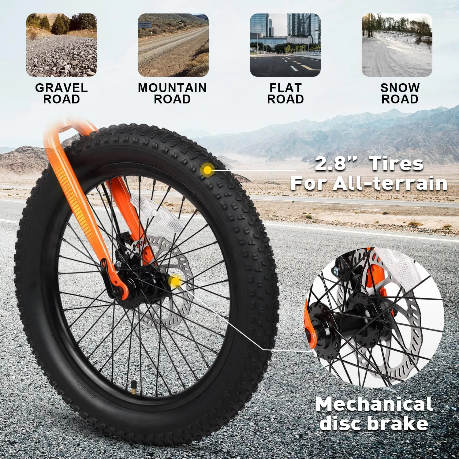 Mars Kids Mountain Bike, 20 24 Inch Fat Tire Bike for Teen Ages 6-14 Year Old, Bicycle with 2.8-Inch Wide Tires and 6 Speed Drivetrain, Multiple Colors