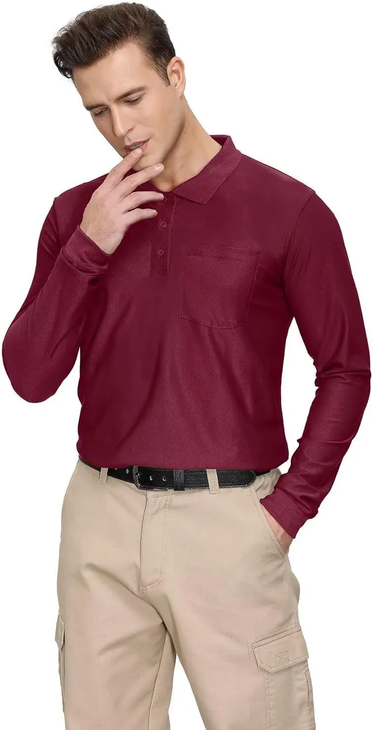 Men's Golf Polo Shirts M-6XL, Cotton Blend Moisture Wicking Performance Casual Collared Shirts