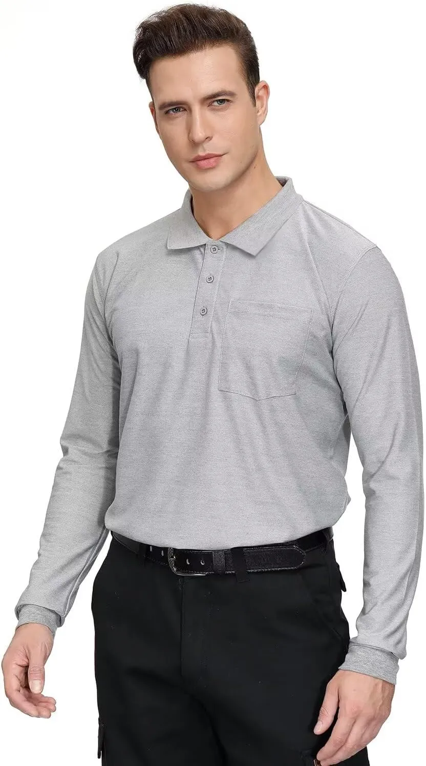 Men's Golf Polo Shirts M-6XL, Cotton Blend Moisture Wicking Performance Casual Collared Shirts