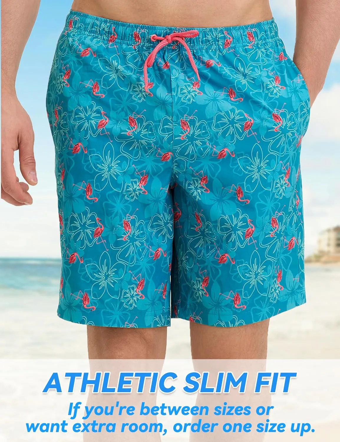 Mens Swim Trunks with Compression Liner 8 inch Quick-Dry Lightweight 2 in 1 Board Shorts 4-Way Stretch UPF 50 