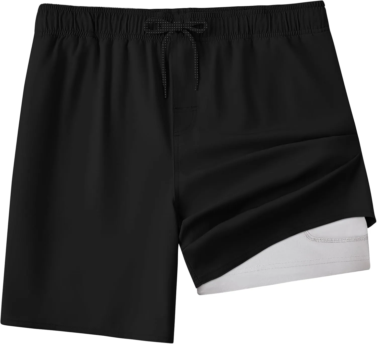Mens Swim Trunks with Compression Liner 8 inch Quick-Dry Lightweight 2 in 1 Board Shorts 4-Way Stretch UPF 50 