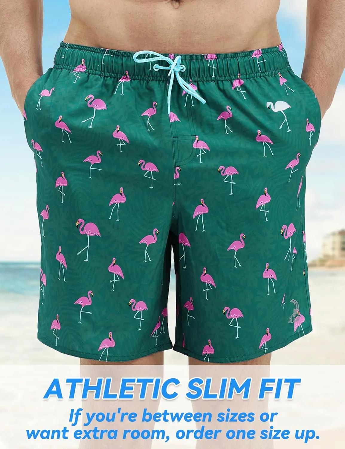 Mens Swim Trunks with Compression Liner 8 inch Quick-Dry Lightweight 2 in 1 Board Shorts 4-Way Stretch UPF 50 