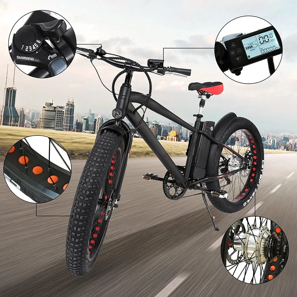 Nakto 26'' Cruiser Fat Tire Electric Bicycle