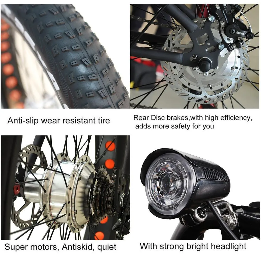 Nakto 26'' Cruiser Fat Tire Electric Bicycle