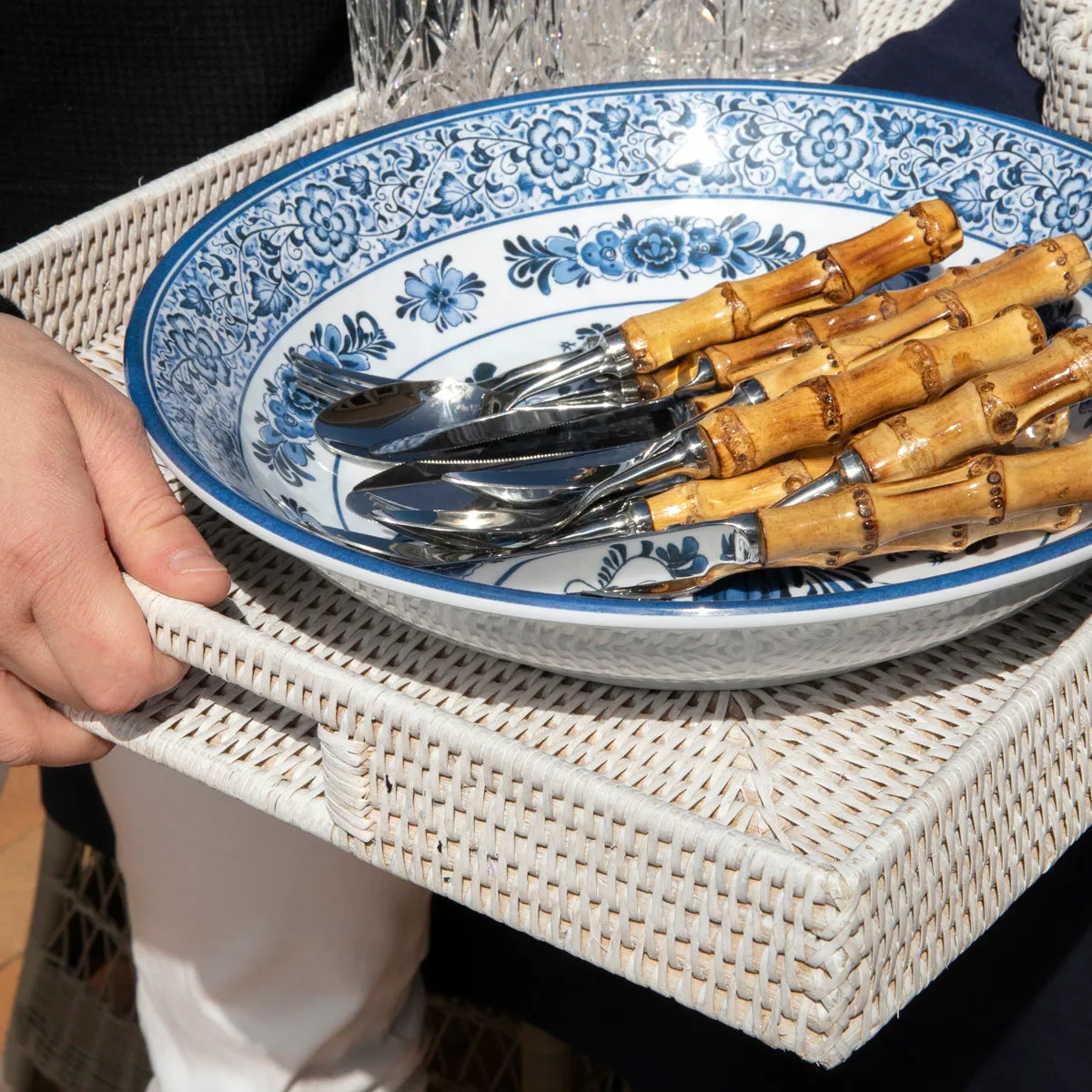 Natural Bamboo Cutlery Set (Dessert, Silver)