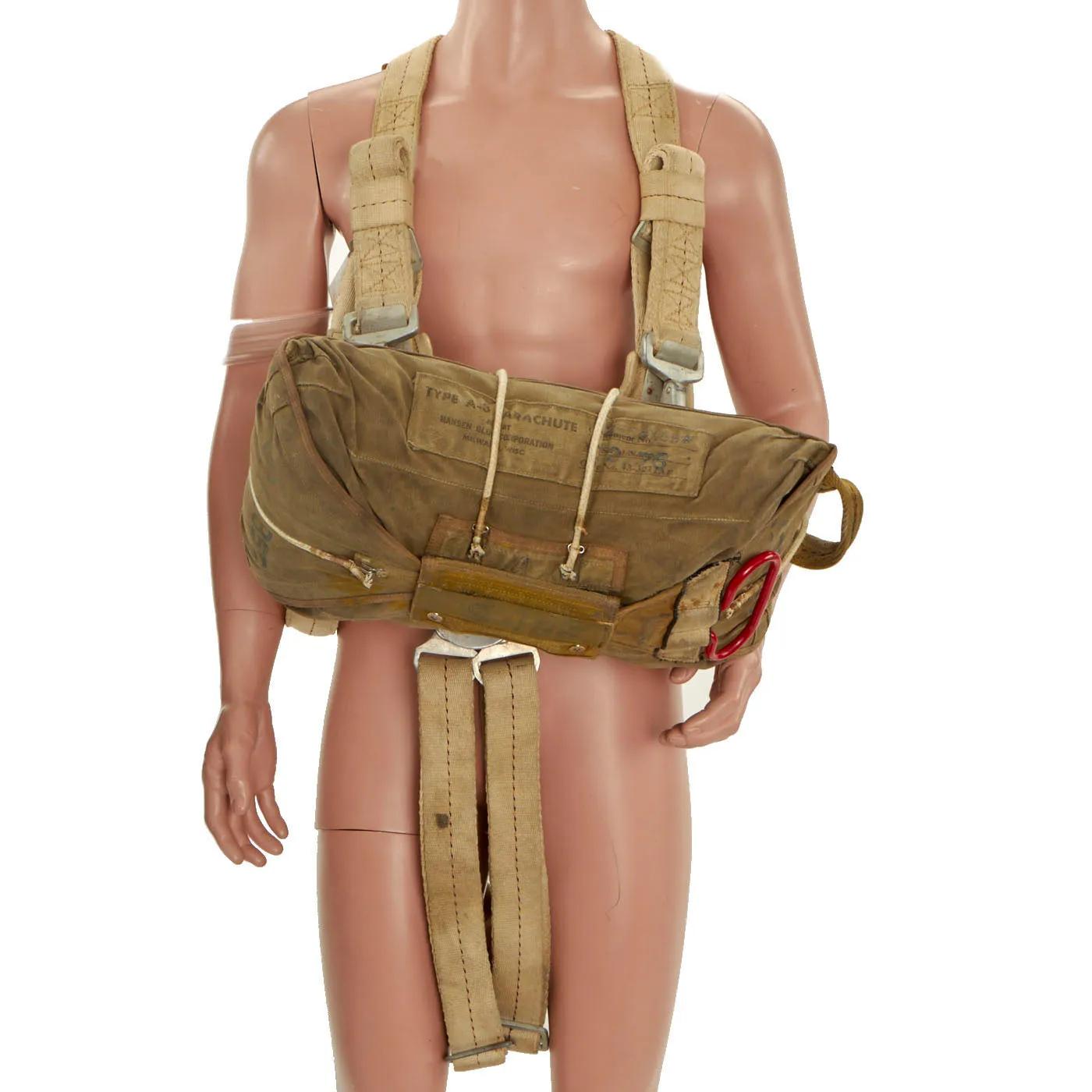 Original British WWII RAF Observer Pilot's Irvin Parachute Harness With American Type A-3 Reserve Chute - Dated 1943