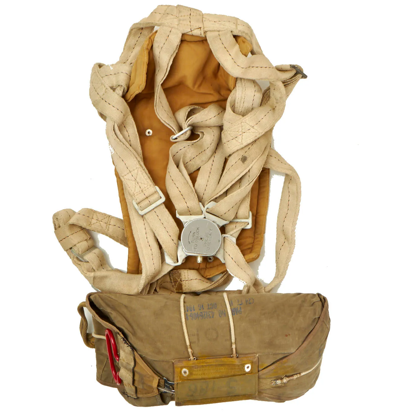 Original British WWII RAF Observer Pilot's Irvin Parachute Harness With American Type A-3 Reserve Chute - Dated 1943