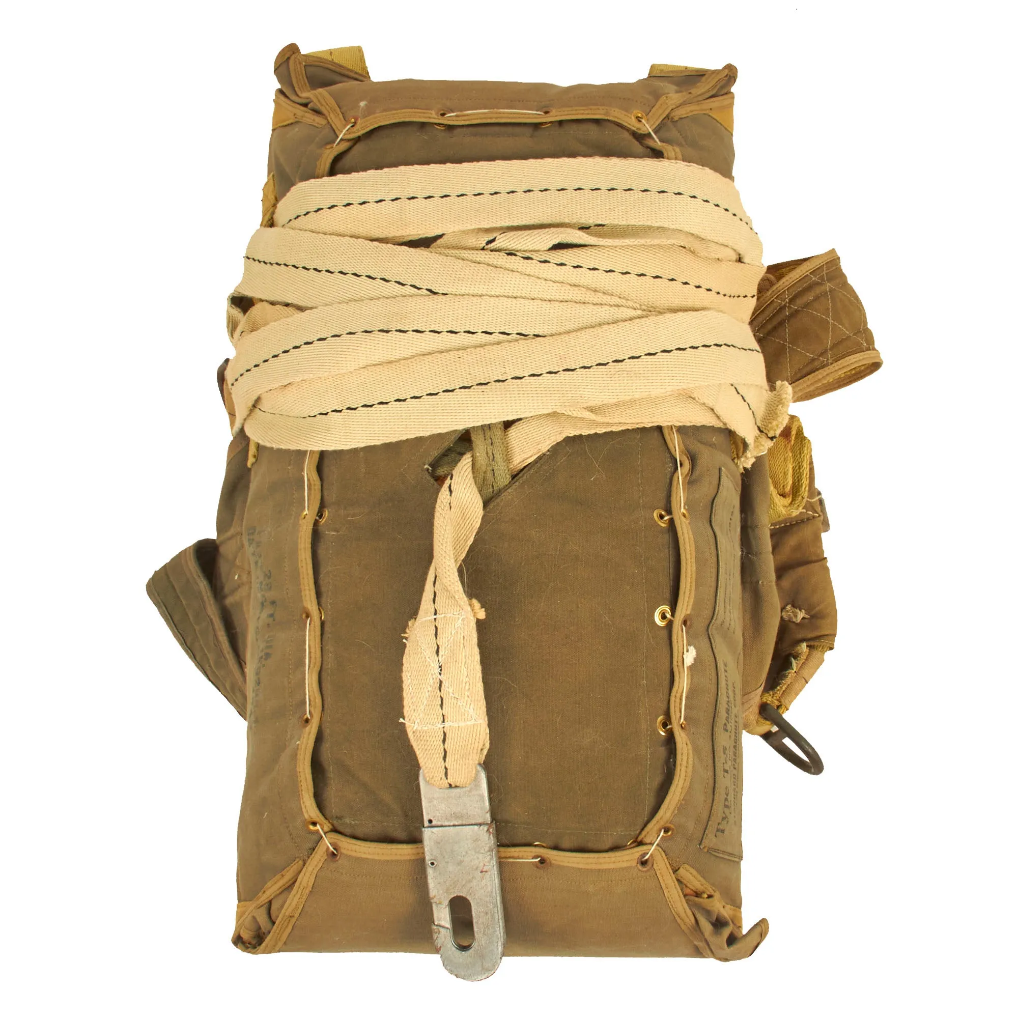 Original U.S. WWII Army Airborne T-5 Main & Reserve Parachute Packs with Rigging - Dated 1943 & 1944