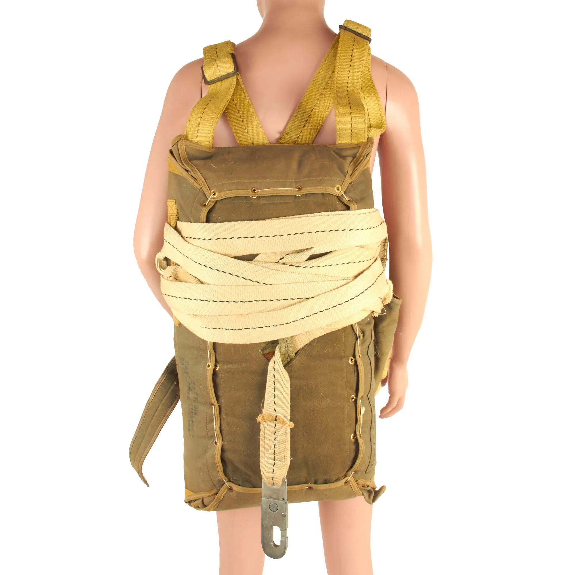 Original U.S. WWII Army Airborne T-5 Main & Reserve Parachute Packs with Rigging - Dated 1943 & 1944